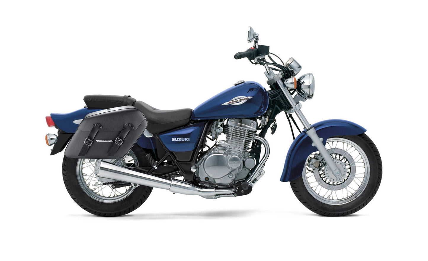 38L - Baldur XL Shock Cutout Suzuki Marauder GZ250 Leather Wrapped Hard Alforjas