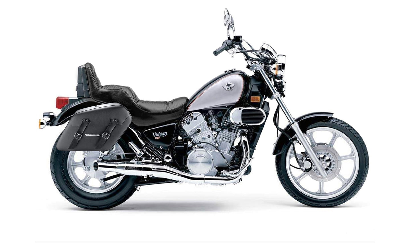 38L - Baldur XL Shock Cutout Kawasaki Vulcan 750 VN750 Leather Wrapped Hard Alforjas