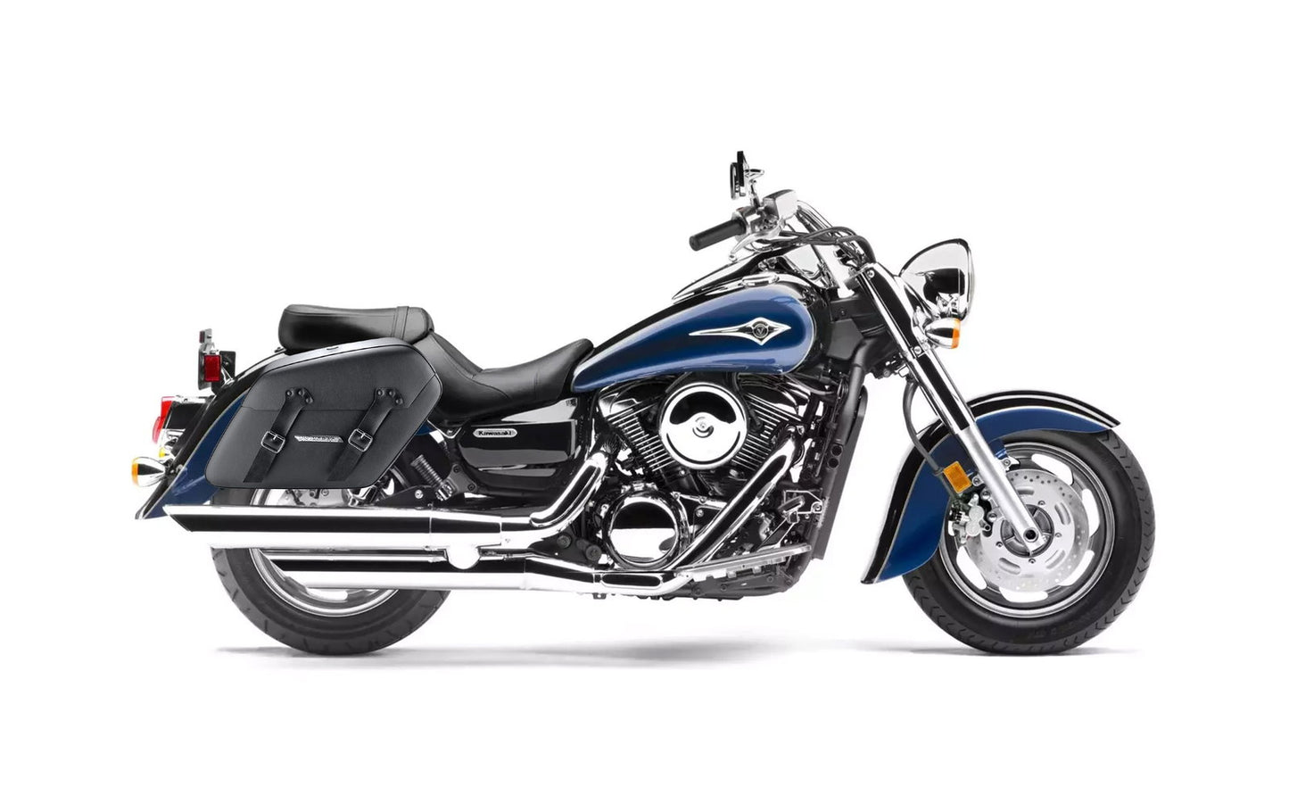 38L - Baldur XL Shock Cutout Kawasaki Vulcan 1600 Classic VN1600 Leather Wrapped Hard Alforjas