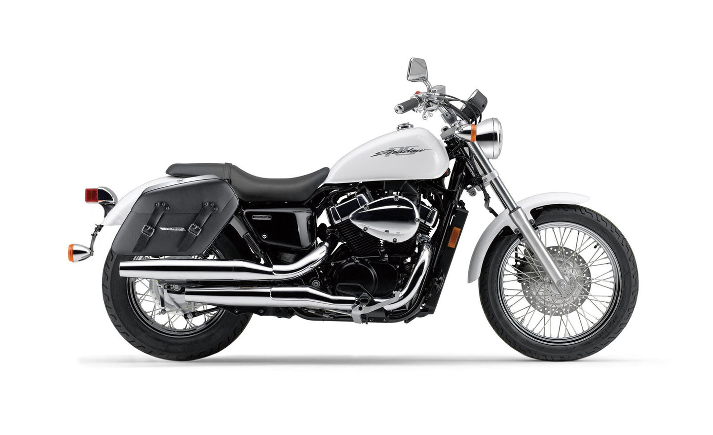 38L - Baldur XL Shock Cutout Honda Shadow 750 RS Leather Wrapped Hard Alforjas