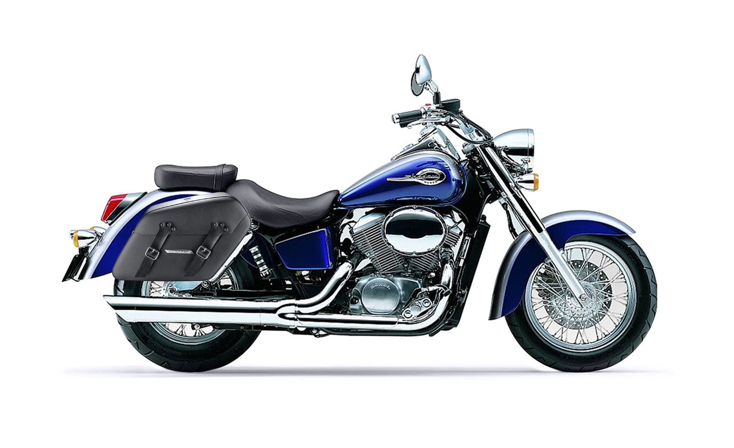 38L - Baldur XL Shock Cutout Honda Shadow 750 ACE Leather Wrapped Hard Alforjas