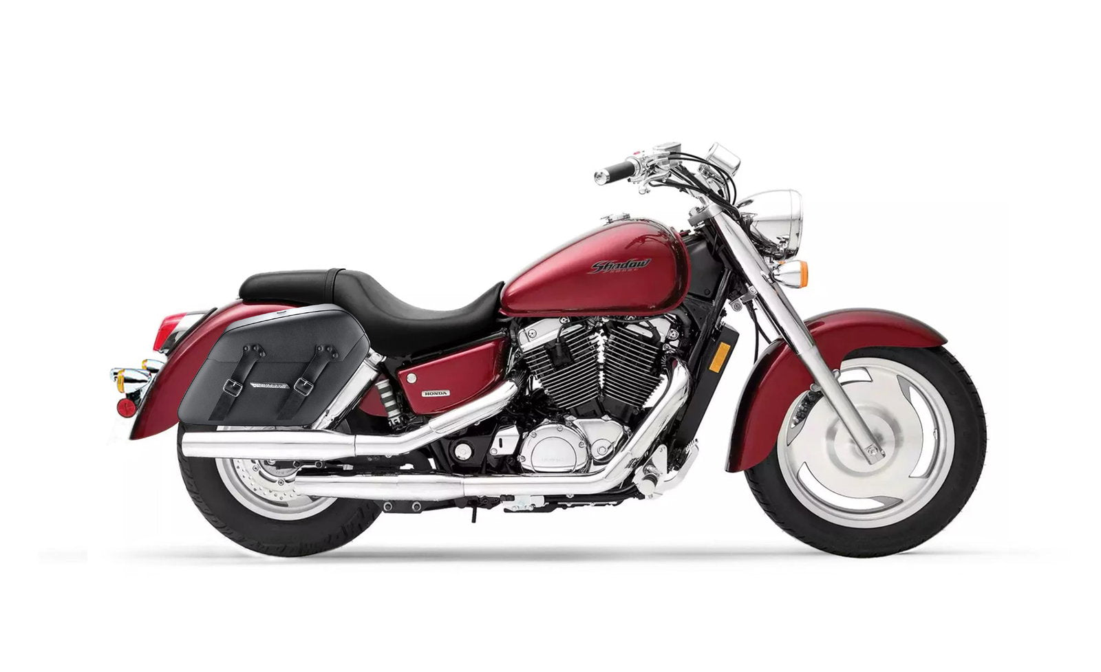 38L - Baldur XL Shock Cutout Honda Shadow 1100 Sabre Leather Wrapped Hard Alforjas