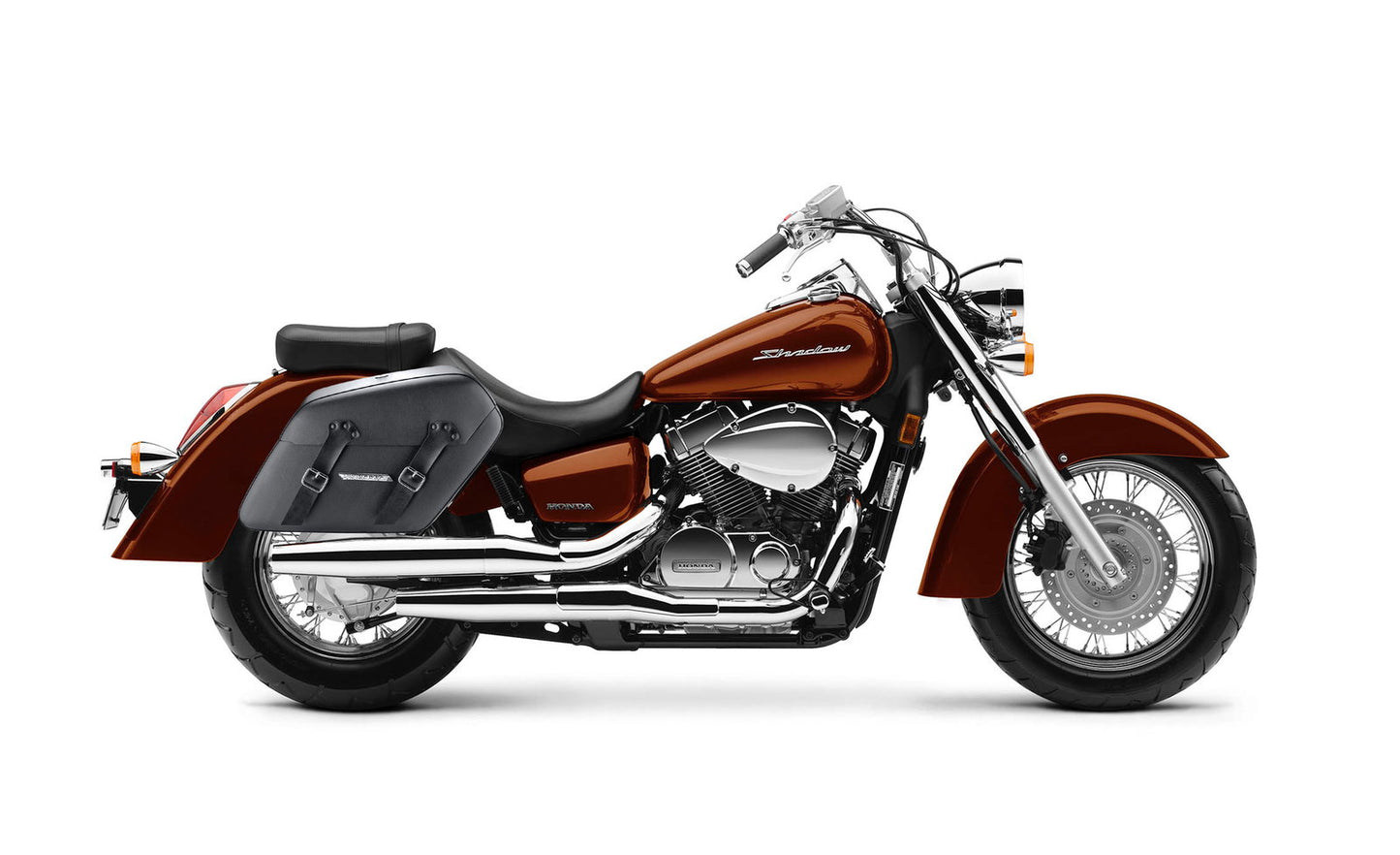 38L - Baldur XL Shock Cutout Honda Shadow 1100 Aero Leather Wrapped Hard Alforjas