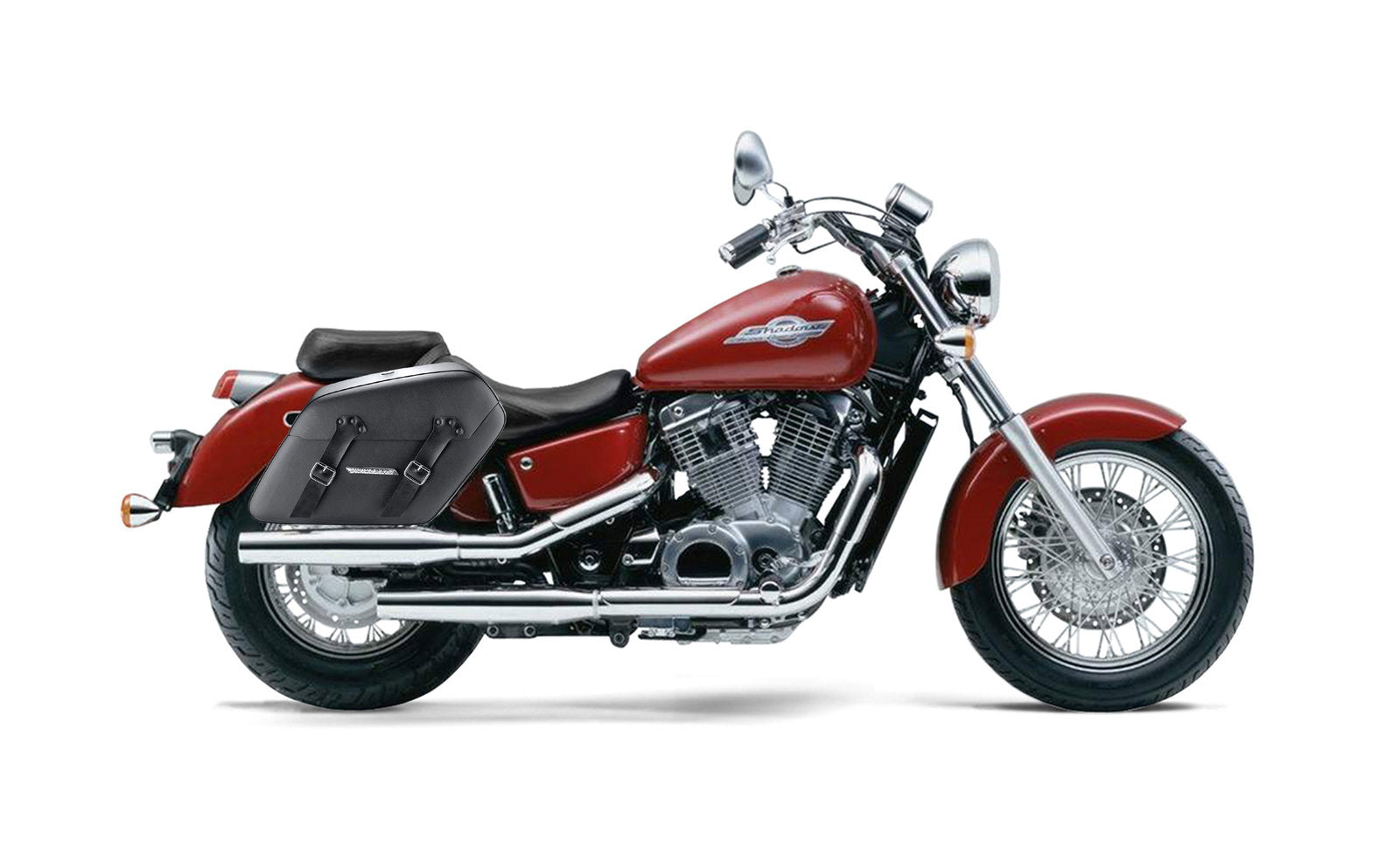 38L - Baldur XL Shock Cutout Honda Shadow 1100 ACE Leather Wrapped Hard Alforjas