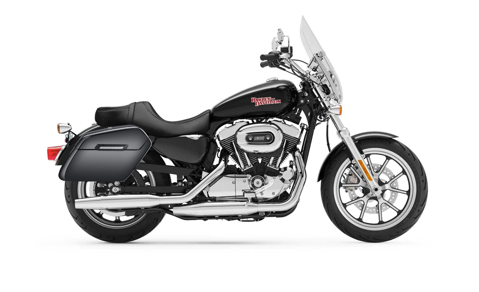 38L - Baldur XL Shock Cutout Harley Sportster 1200 Super Low XL1200T Painted Hard Alforjas