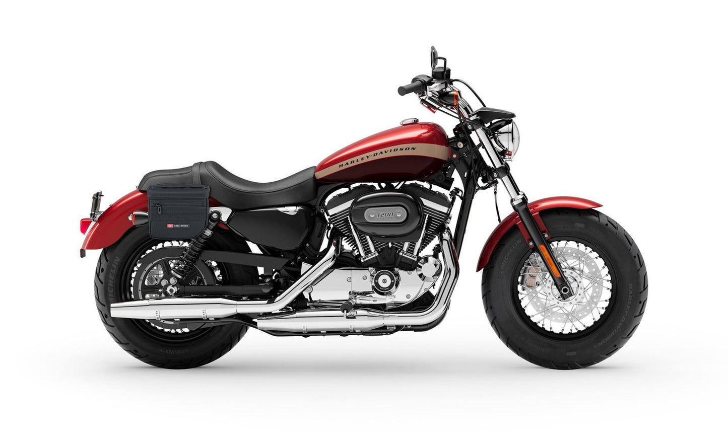 8L - Patriot Small Throw Over Alforjas para Harley Sportster 1200 Custom XL1200C/XLH1200C