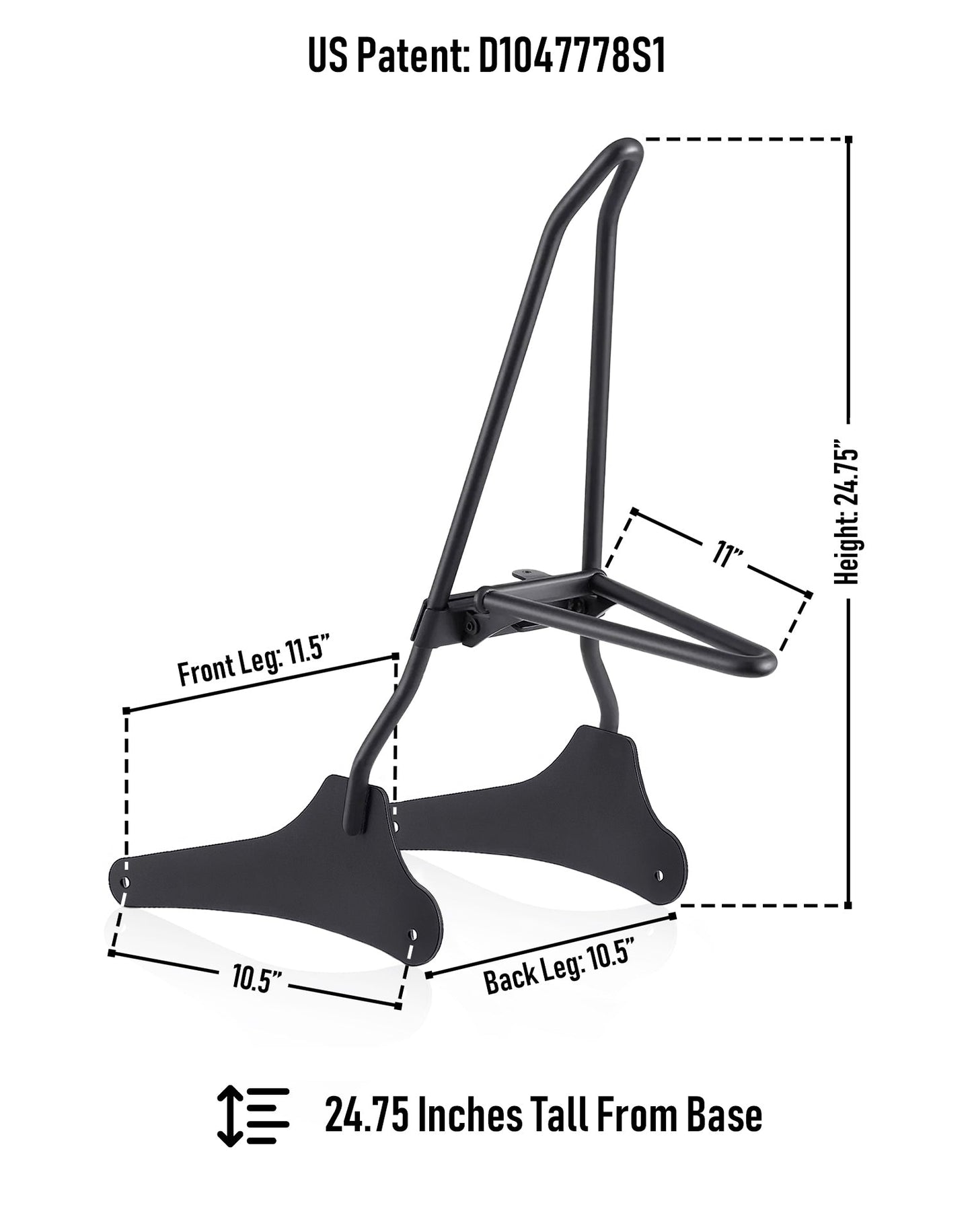 Iron Born Blade 25" Sissy bar with Foldable Luggage Rack para Harley Dyna Wide Glide FXDWG/I Matte Black