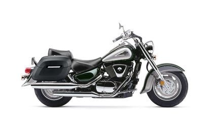 40L - Lamellar Raven Extra Large Suzuki Intruder 1500 Leather Covered Hard Alforjas