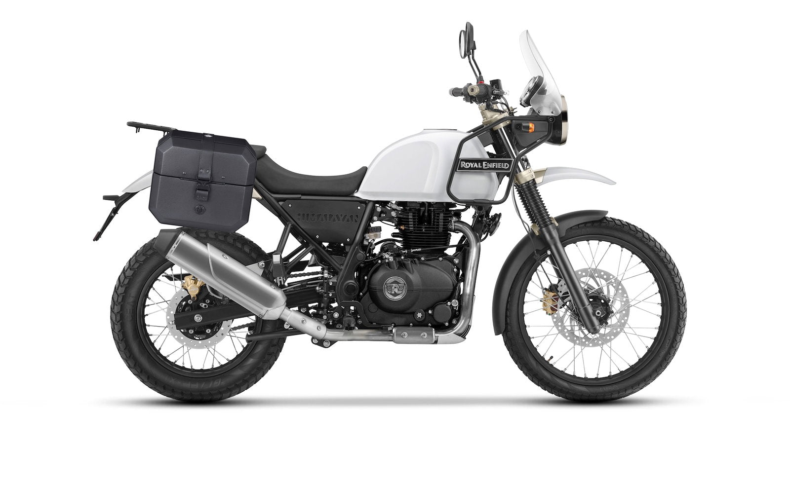 20L - Outlaw Quick-Mount Small Royal Enfield Himalayan 410 Leather Wrapped Hard Alforjas