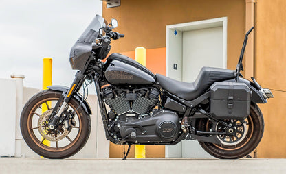 20L - Outlaw Quick-Mount Small Harley Softail Low Rider S FXLRS Leather Wrapped Hard Alforjas