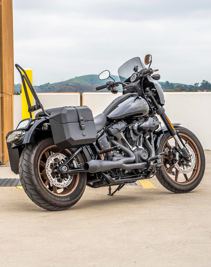 20L - Outlaw Quick-Mount Small Harley Softail Low Rider S FXLRS Leather Wrapped Hard Alforjas