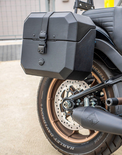 20L - Outlaw Quick-Mount Small Harley Softail Low Rider S FXLRS Leather Wrapped Hard Alforjas