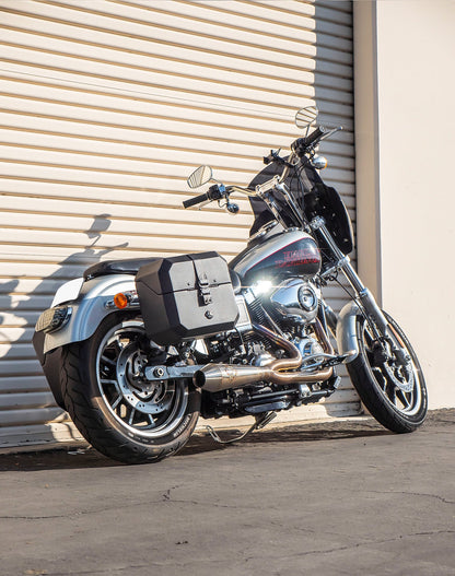 20L - Outlaw Quick-Mount Small Harley Dyna Low Rider FXDL Leather Wrapped Hard Alforjas