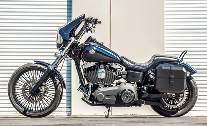 20L - Outlaw Quick-Mount Small Harley Dyna Wide Glide FXDWG Leather Wrapped Hard Alforjas