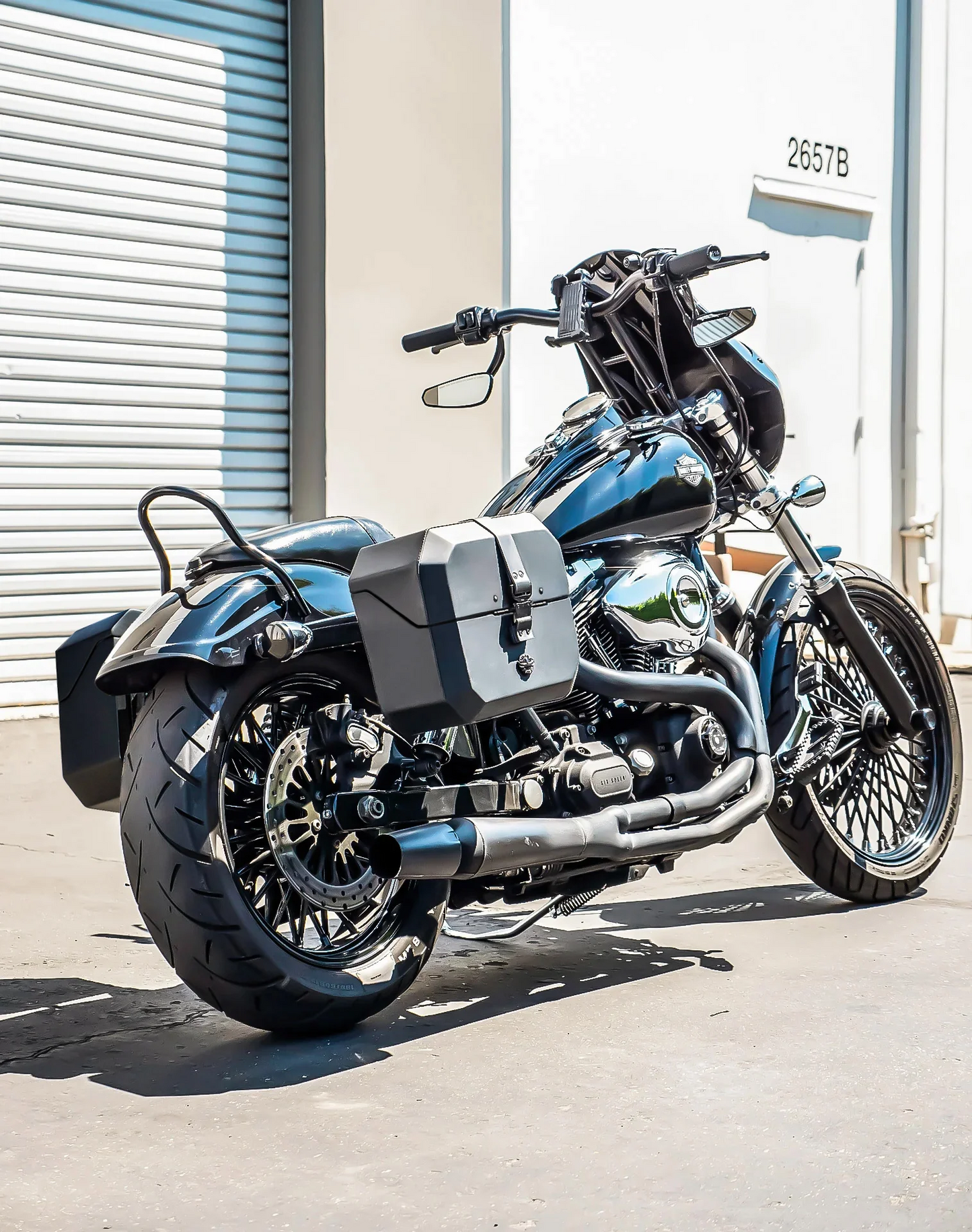 20L - Outlaw Quick-Mount Small Harley Dyna Wide Glide FXDWG Leather Wrapped Hard Alforjas