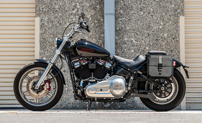 20L - Outlaw Quick-Mount Small Harley Softail Standard FXST Leather Wrapped Hard Alforjas