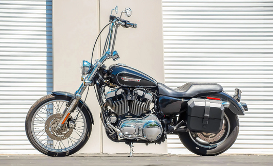 20L - Outlaw Quick-Mount Small Harley Sportster 1200 Custom XL1200C Leather Wrapped Hard Alforjas