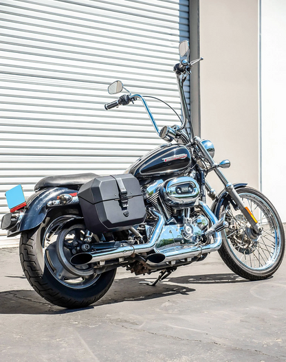 20L - Outlaw Quick-Mount Small Harley Sportster 1200 Custom XL1200C Leather Wrapped Hard Alforjas