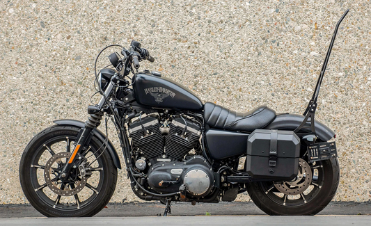20L - Outlaw Quick-Mount Small Harley Sportster 883 Iron XL883N Leather Wrapped Hard Alforjas