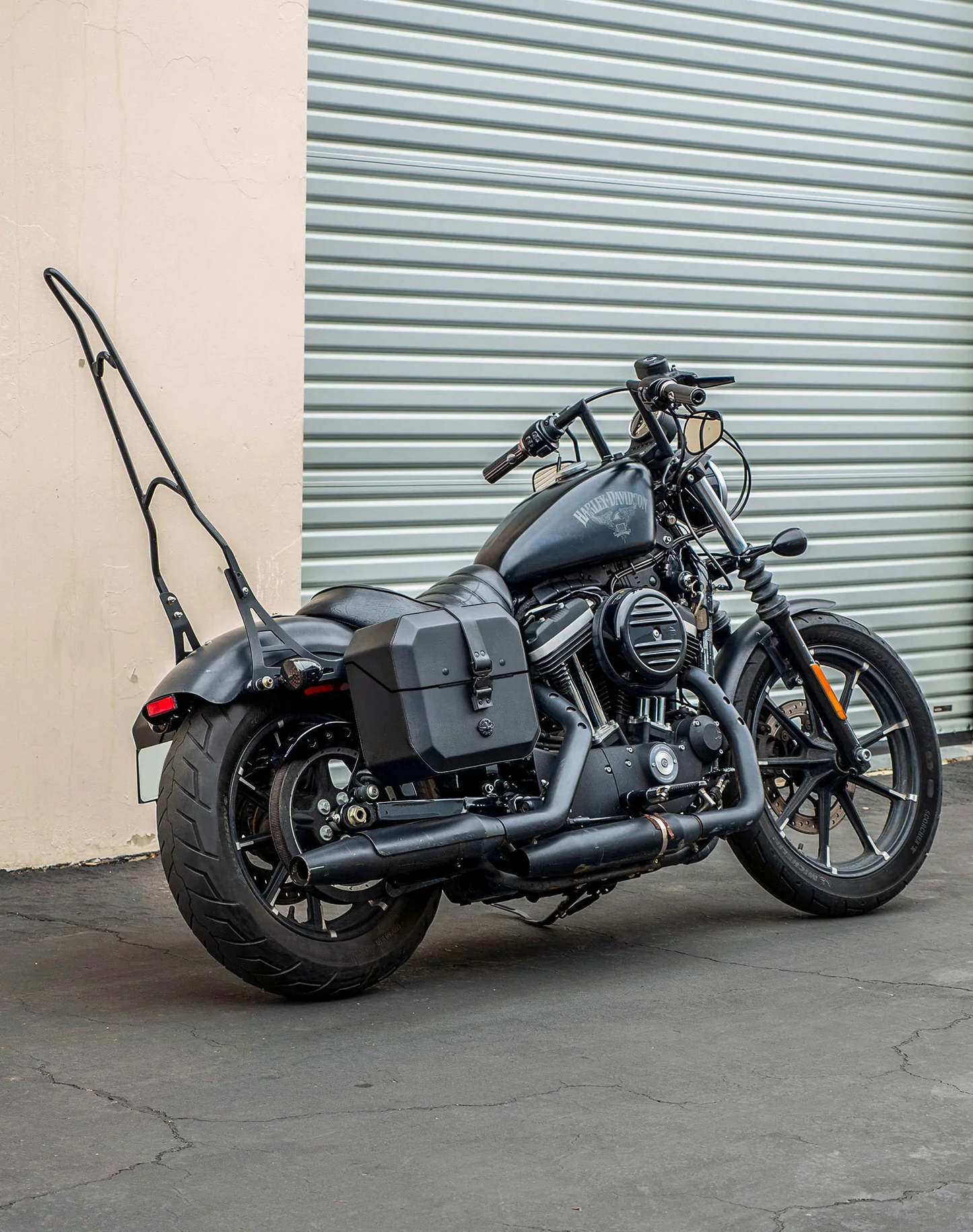 20L - Outlaw Quick-Mount Small Harley Sportster 883 Iron XL883N Leather Wrapped Hard Alforjas
