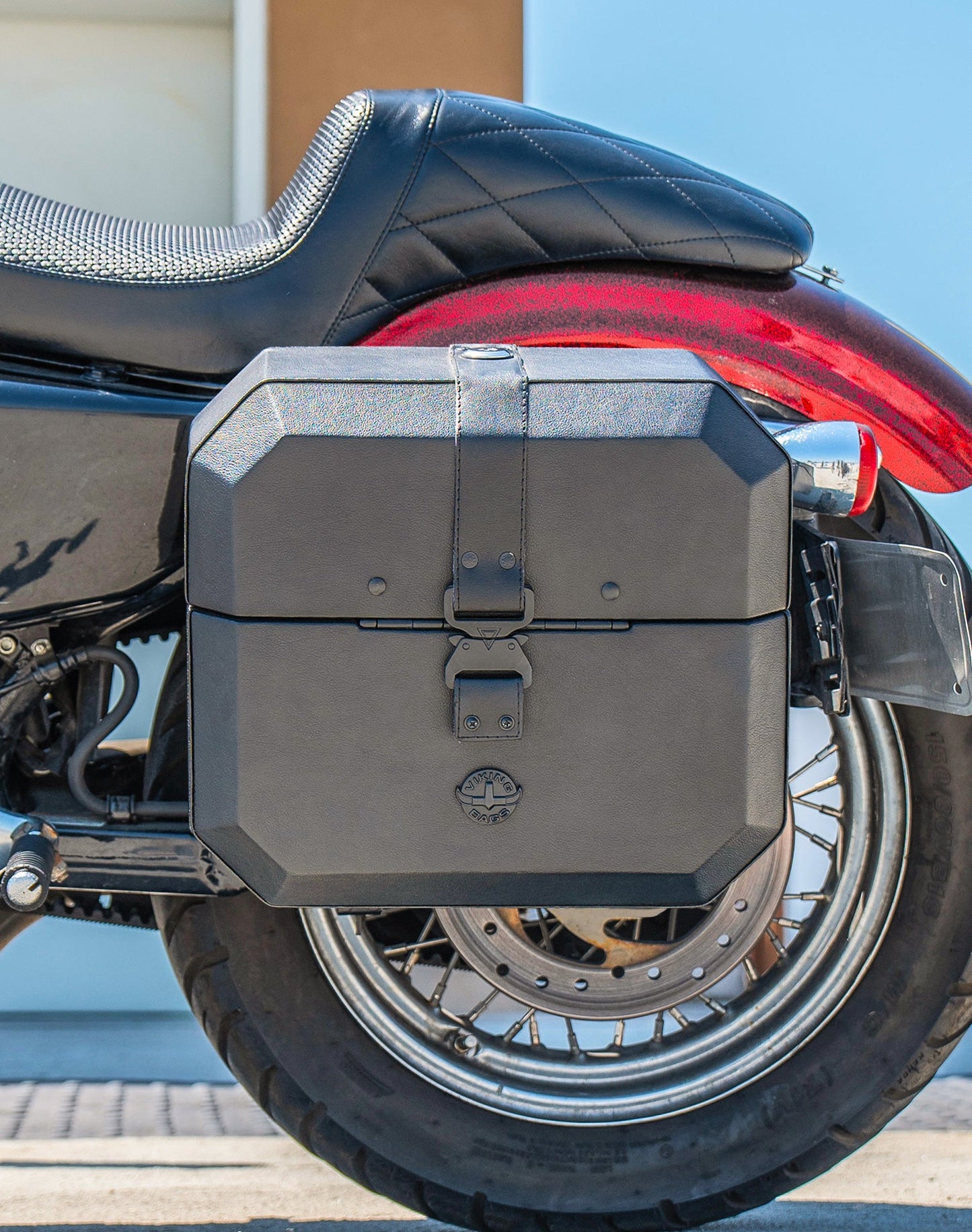 20L - Outlaw Quick-Mount Small Harley Sportster Seventy Two 72 XL1200V Leather Wrapped Hard Alforjas