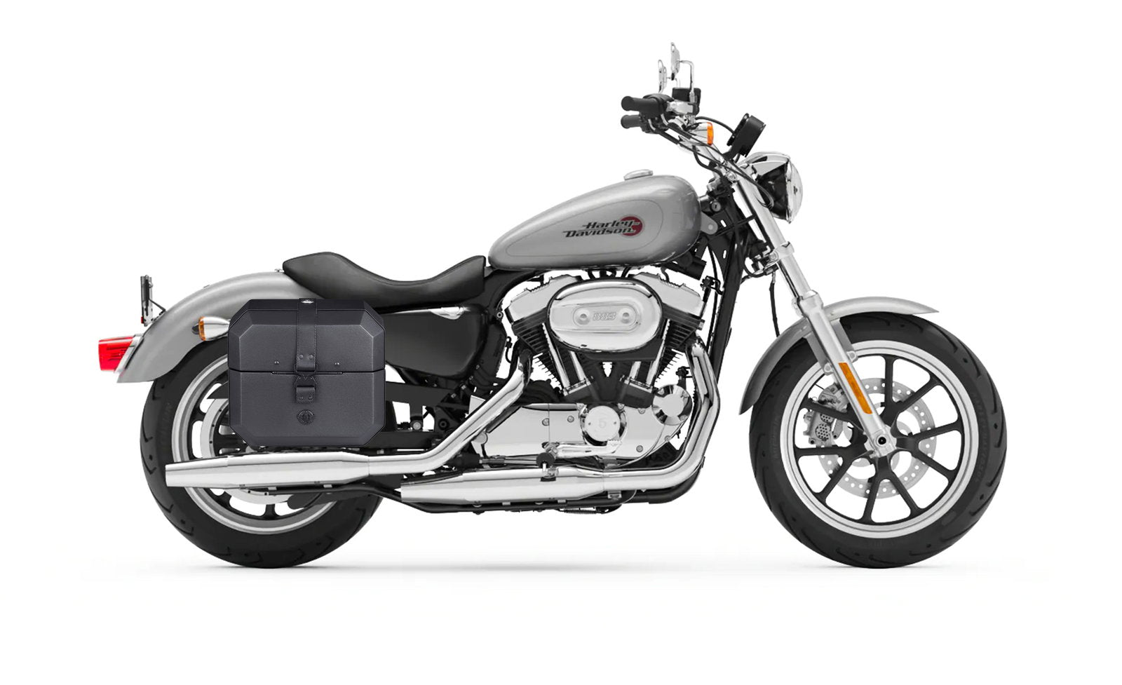 20L - Outlaw Quick-Mount Small Harley Sportster Superlow XL883L Leather Wrapped Hard Alforjas