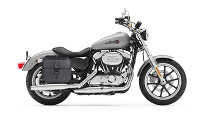 20L - Outlaw Quick-Mount Small Harley Sportster Superlow XL883L Leather Wrapped Hard Alforjas