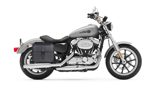 20L - Outlaw Quick-Mount Small Harley Sportster Superlow XL883L Leather Wrapped Hard Alforjas