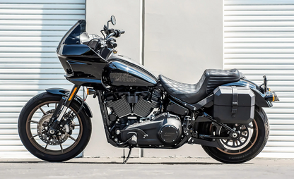 20L - Outlaw Quick-Mount Small Harley Softail Low Rider ST Leather Wrapped Hard Alforjas