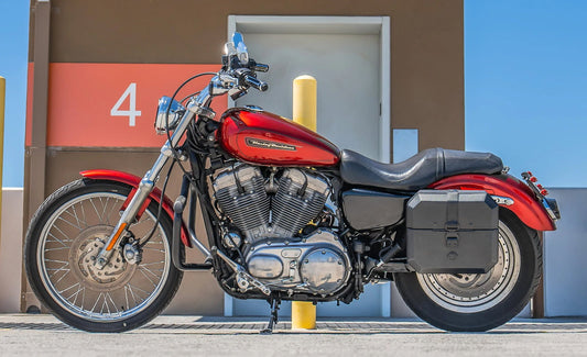 20L - Outlaw Quick-Mount Small Harley Sportster 883 Custom XL883C Leather Wrapped Hard Alforjas