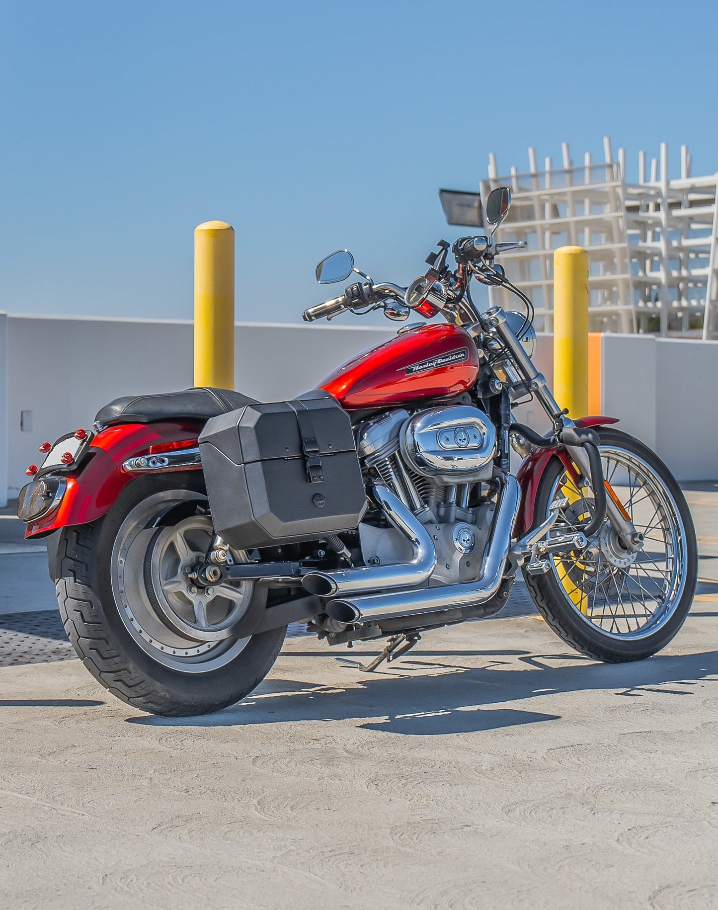 20L - Outlaw Quick-Mount Small Harley Sportster 883 Custom XL883C Leather Wrapped Hard Alforjas