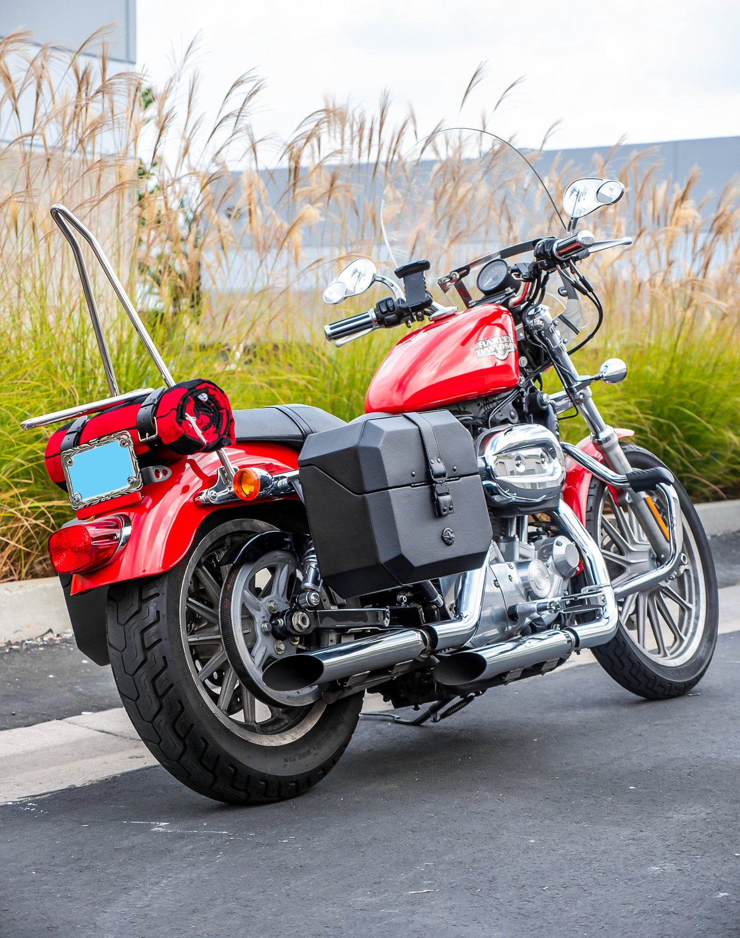 20L - Outlaw Quick-Mount Small Harley Sportster 883 Low XL883L Leather Wrapped Hard Alforjas