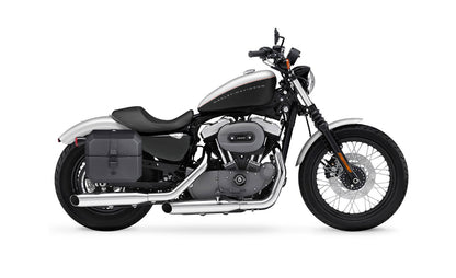 20L - Outlaw Quick-Mount Small Harley Sportster 1200 Nightster XL1200N Leather Wrapped Hard Alforjas