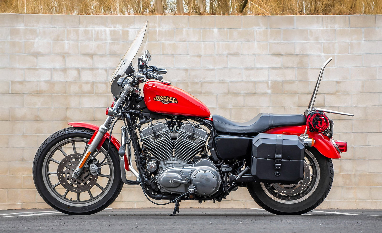 20L - Outlaw Quick-Mount Small Harley Sportster 1200 Low XL1200L Leather Wrapped Hard Alforjas