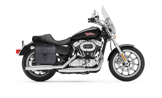 20L - Outlaw Quick-Mount Small Harley Sportster Super Low XL1200T Leather Wrapped Hard Alforjas
