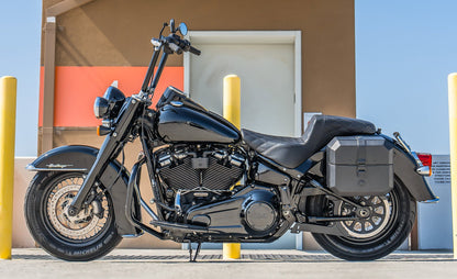 20L - Outlaw Quick-Mount Small Harley Softail Heritage FLHC/S Leather Wrapped Hard Alforjas