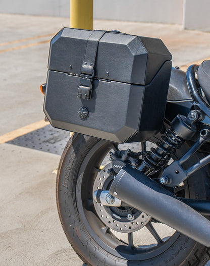 20L - Outlaw Quick-Mount Small Honda Rebel 300 Leather Wrapped Hard Alforjas