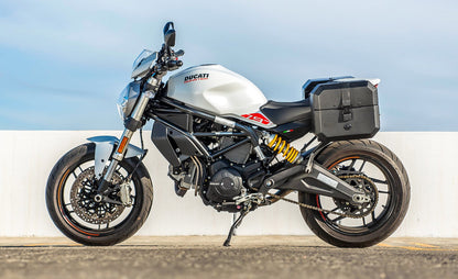 20L - Outlaw Quick-Mount Small Ducati Monster 797 Leather Wrapped Hard Alforjas