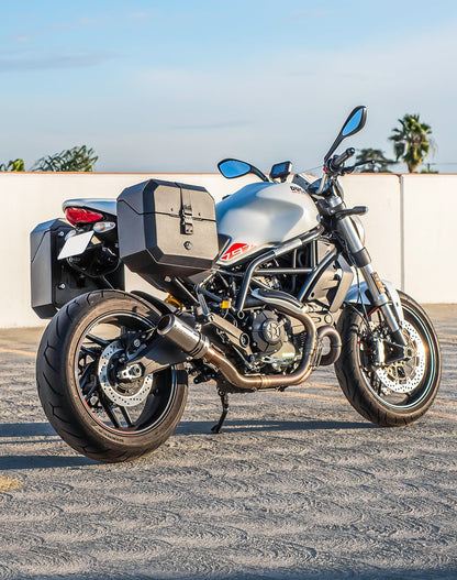 20L - Outlaw Quick-Mount Small Ducati Monster 797 Leather Wrapped Hard Alforjas