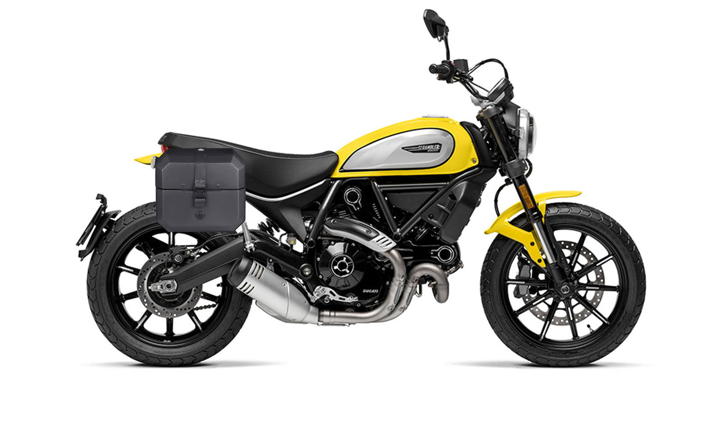 20L - Outlaw Quick-Mount Small Ducati Scrambler (2018-2022) Leather Wrapped Hard Alforjas