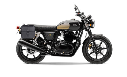 20L - Outlaw Quick-Mount Small Royal Enfield Interceptor/Continental 650 Leather Wrapped Hard Alforjas