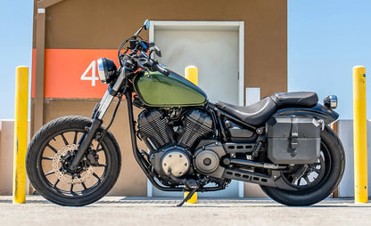 20L - Outlaw Quick-Mount Small Yamaha Bolt Specific Leather Wrapped Hard Alforjas