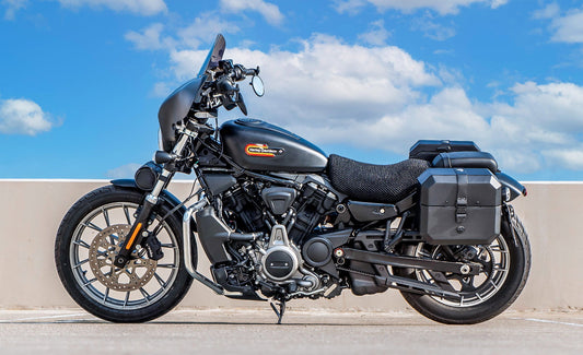 20L - Outlaw Quick-Mount Small Harley Sportster Nightster RH975/S Leather Wrapped Hard Alforjas