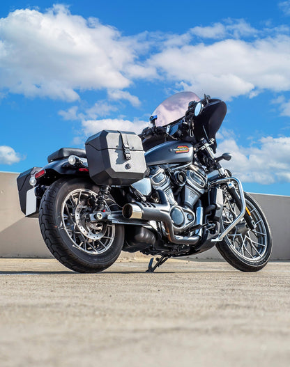 20L - Outlaw Quick-Mount Small Harley Sportster Nightster RH975/S Leather Wrapped Hard Alforjas