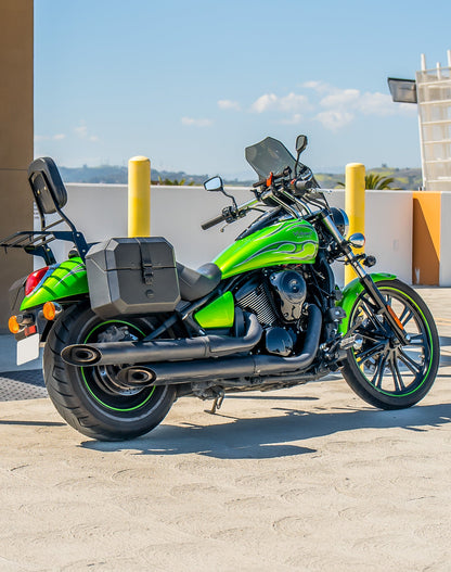 20L - Outlaw Quick-Mount Small Kawasaki Vulcan 900 Custom Leather Wrapped Hard Alforjas