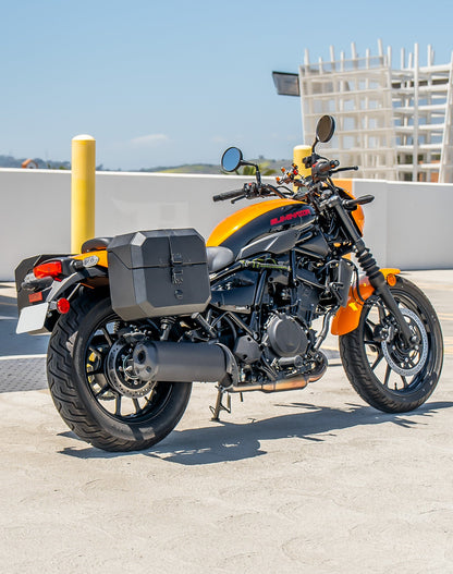 20L - Outlaw Quick-Mount Small Kawasaki Eliminator 450 Leather Wrapped Hard Alforjas
