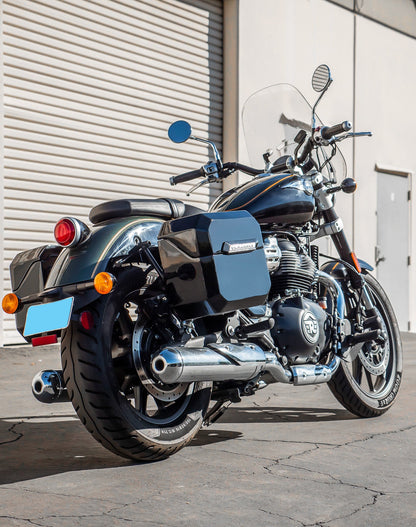 20L - Outlaw Quick-Mount Small Royal Enfield Super Meteor 650 Painted Hard Alforjas