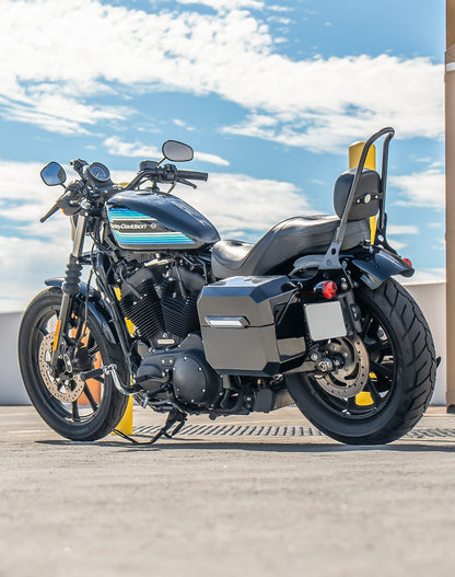 20L - Outlaw Quick-Mount Small Harley Sportster Iron 1200 XL1200NS Painted Hard Alforjas