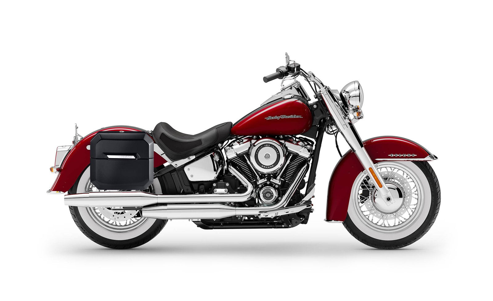 20L - Outlaw Quick-Mount Small Harley Softail Deluxe FLDE Painted Hard Alforjas