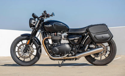 24L - Ironclad Quick-Mount Medium Triumph Speed Twin 900 Leather Wrapped Hard Alforjas